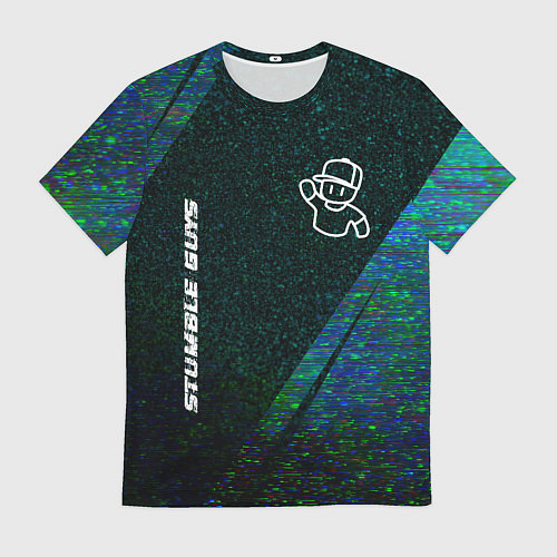 Мужская футболка Stumble Guys glitch blue / 3D-принт – фото 1