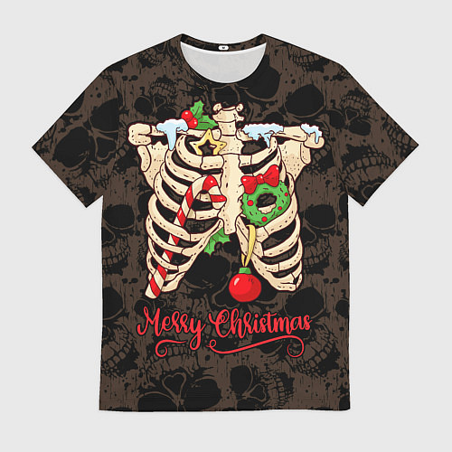 Мужская футболка Merry Christmas - skeleton / 3D-принт – фото 1