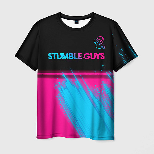 Мужская футболка Stumble Guys - neon gradient посередине / 3D-принт – фото 1