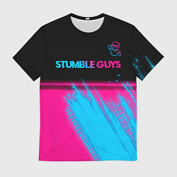 Футболка мужская Stumble Guys - neon gradient посередине, цвет: 3D-принт