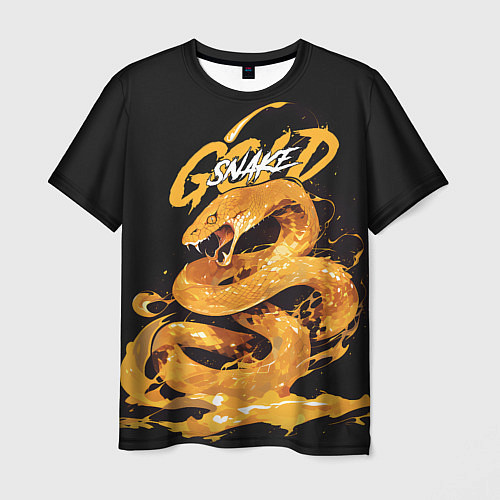 Мужская футболка Gold snake / 3D-принт – фото 1