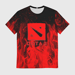 Футболка мужская DOTA 2 лого в огне, цвет: 3D-принт