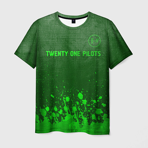 Мужская футболка Twenty One Pilots - green gradient посередине / 3D-принт – фото 1