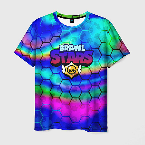 Мужская футболка Brawl stars neon gradient / 3D-принт – фото 1