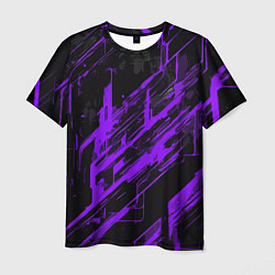 Футболка мужская Purple stripes on a black background, цвет: 3D-принт