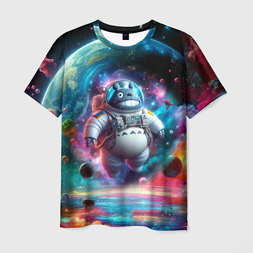 Мужская футболка Astronaut Totoro in neon space - ai art fantasy / 3D-принт – фото 1