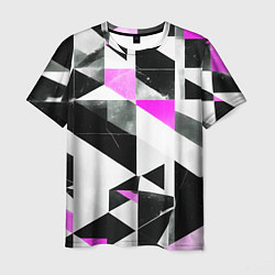 Мужская футболка Black and pink abstraction on a white background