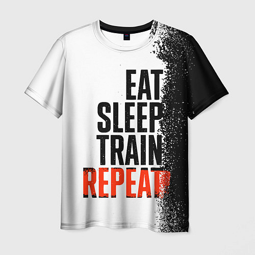 Мужская футболка Eat sleep train repeat / 3D-принт – фото 1