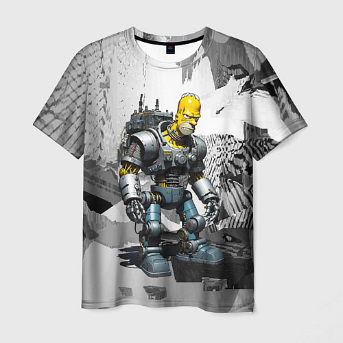 Мужская футболка Homer Simpson cool cyborg - ai art fantasy / 3D-принт – фото 1