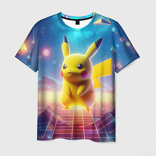 Мужская футболка Funny Pikachu - vaporwave / 3D-принт – фото 1