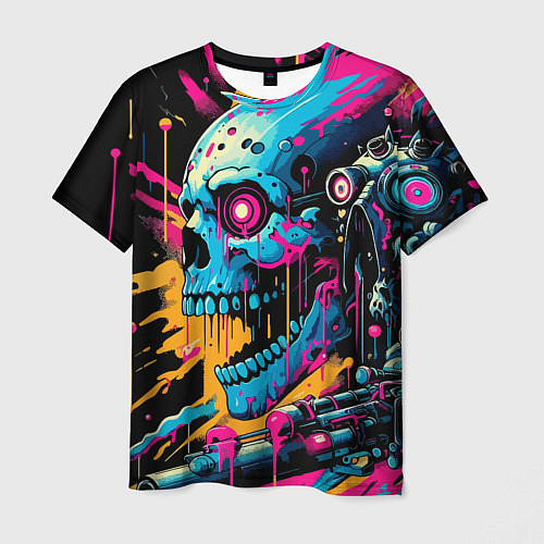 Мужская футболка Cool cyber skull - ai art / 3D-принт – фото 1