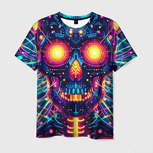 Мужская футболка Neon skull - ai art fantasy / 3D-принт – фото 1