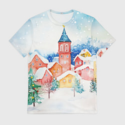 Мужская футболка Новогодний сказочный город