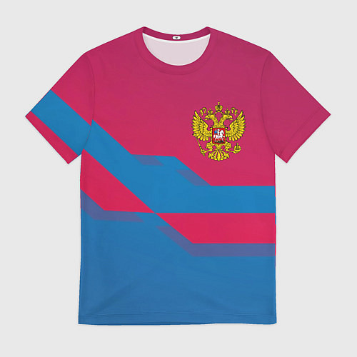 Мужская футболка Россия спортивная геометрия текстура / 3D-принт – фото 1