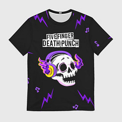 Футболка мужская Five Finger Death Punch неоновый череп, цвет: 3D-принт