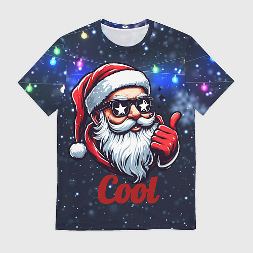Мужская футболка Cool Santa in glasses / 3D-принт – фото 1