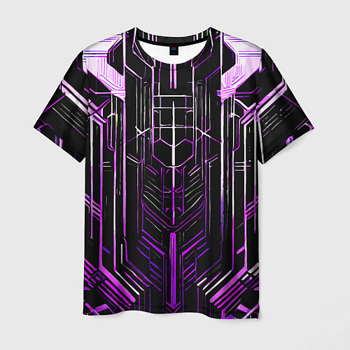 Мужская футболка Purple lines on a black background / 3D-принт – фото 1