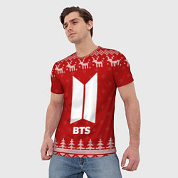 Футболка мужская Новогодний BTS с оленями, цвет: 3D-принт — фото 2