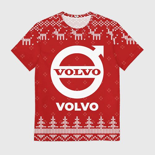 Мужская футболка Новогодний Volvo с оленями / 3D-принт – фото 1