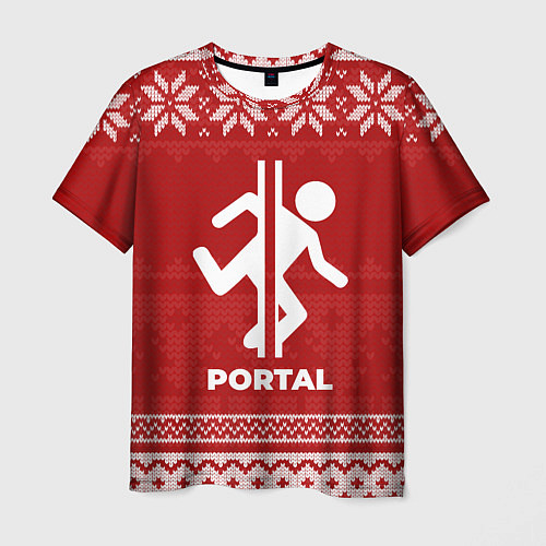 Мужская футболка Новогодний Portal / 3D-принт – фото 1