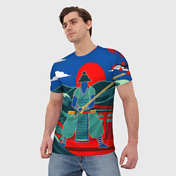 Футболка мужская Яркий ретро самурай, цвет: 3D-принт — фото 2