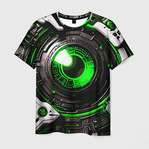 Мужская футболка Зелёная сфера киберпанк / 3D-принт – фото 1