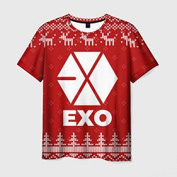 Футболка мужская Новогодний Exo с оленями, цвет: 3D-принт