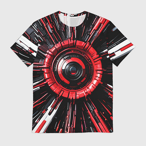 Мужская футболка Чёрно-красная сфера киберпанк / 3D-принт – фото 1