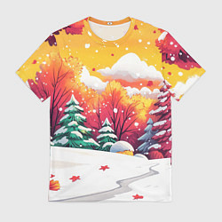 Мужская футболка Красно-желтые елочки