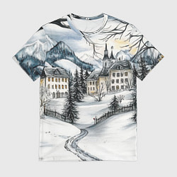 Мужская футболка Заснеженный старый город