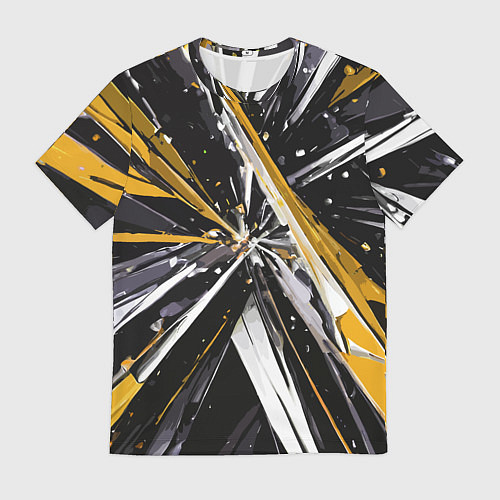 Мужская футболка Чёрно-жёлто-белая абстракция / 3D-принт – фото 1