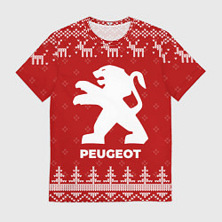 Футболка мужская Новогодний Peugeot с оленями, цвет: 3D-принт