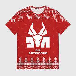 Футболка мужская Новогодний Die Antwoord с оленями, цвет: 3D-принт