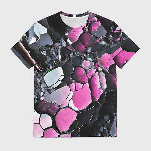 Мужская футболка Чёрно-розовый камень / 3D-принт – фото 1