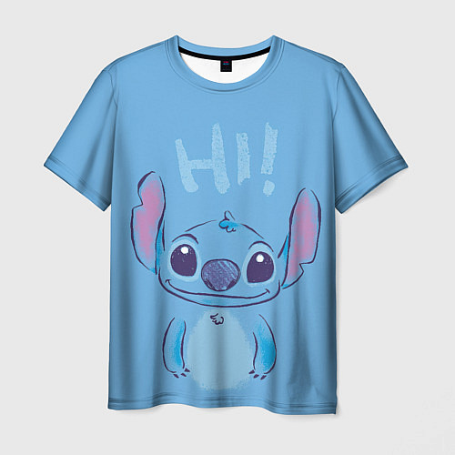 Мужская футболка Stitch says hi / 3D-принт – фото 1