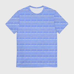 Футболка мужская Бело-голубой простой узор, цвет: 3D-принт