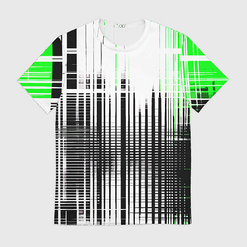Мужская футболка Зелёно-чёрный гранж на белом фоне / 3D-принт – фото 1