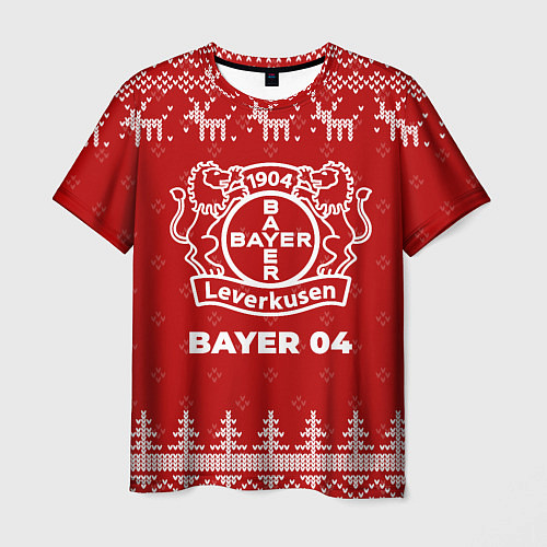 Мужская футболка Новогодний Bayer 04 с оленями / 3D-принт – фото 1