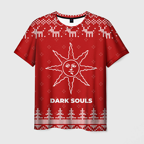 Мужская футболка Новогодний Dark Souls с оленями / 3D-принт – фото 1