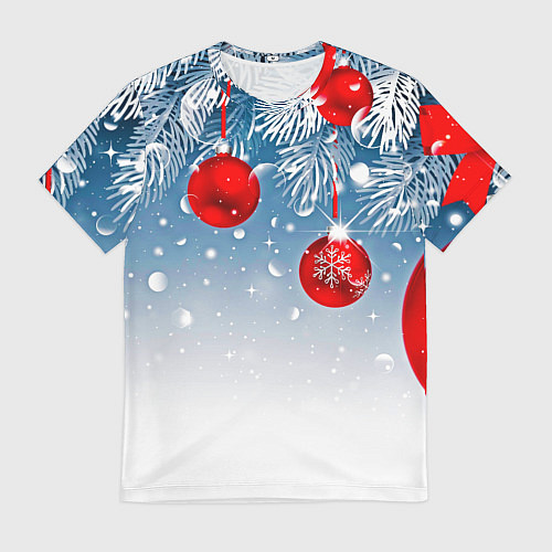 Мужская футболка Ёлочные ветви с игрушками / 3D-принт – фото 1