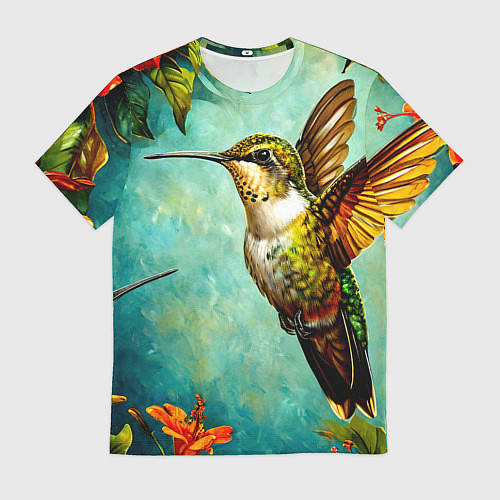 Мужская футболка Колибри в природе / 3D-принт – фото 1
