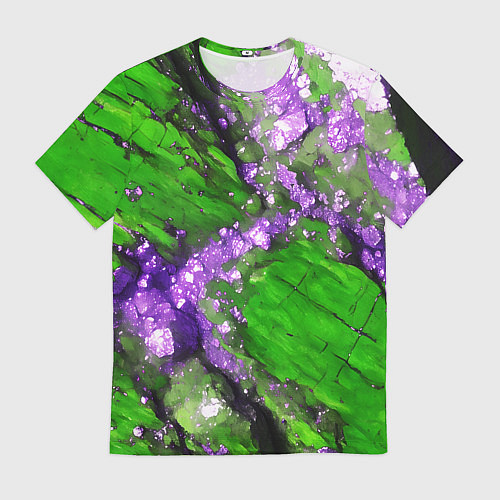 Мужская футболка Фиолетовый минерал в зелёном камне / 3D-принт – фото 1