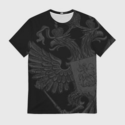 Мужская футболка Герб России - черный минимализм