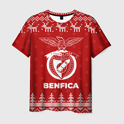 Футболка мужская Новогодний Benfica с оленями, цвет: 3D-принт