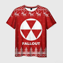Футболка мужская Новогодний Fallout с оленями, цвет: 3D-принт
