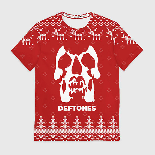 Мужская футболка Новогодний Deftones с оленями / 3D-принт – фото 1
