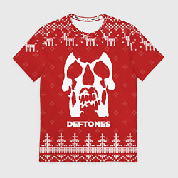 Футболка мужская Новогодний Deftones с оленями, цвет: 3D-принт