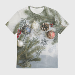 Мужская футболка Новогодние ветки