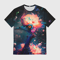 Футболка мужская Космический казуар - нейросеть, цвет: 3D-принт
