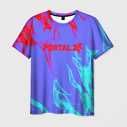Мужская футболка Portal 2 neon flame steel / 3D-принт – фото 1